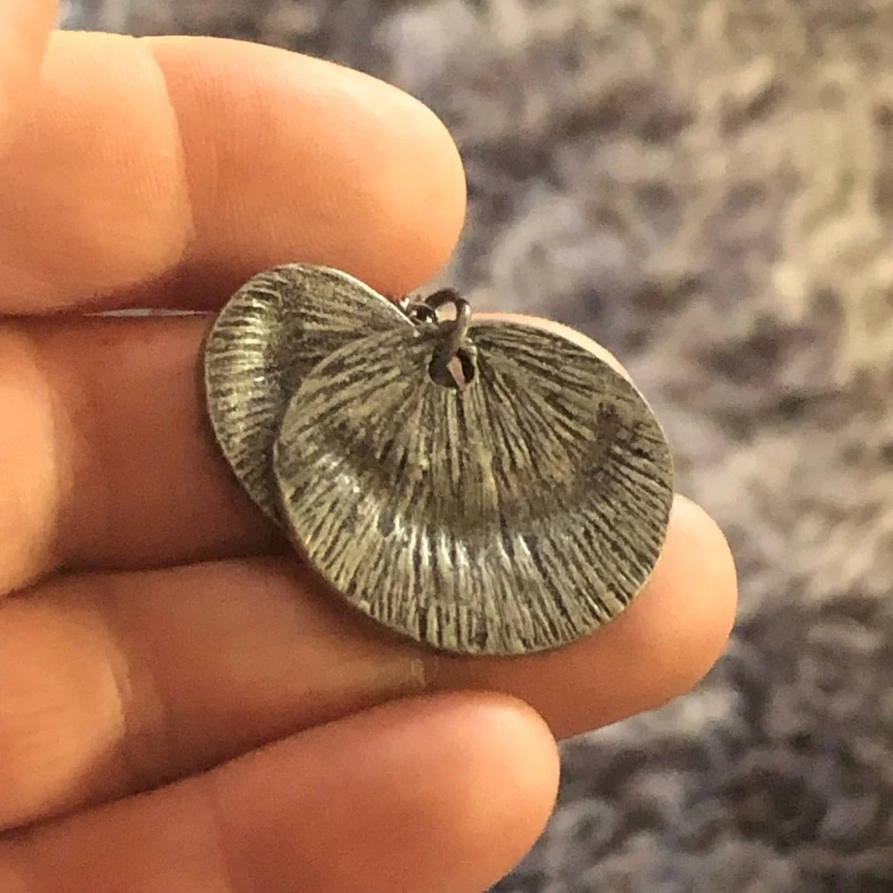 Handcrafted dual layer hammered metal pendant on chain necklace